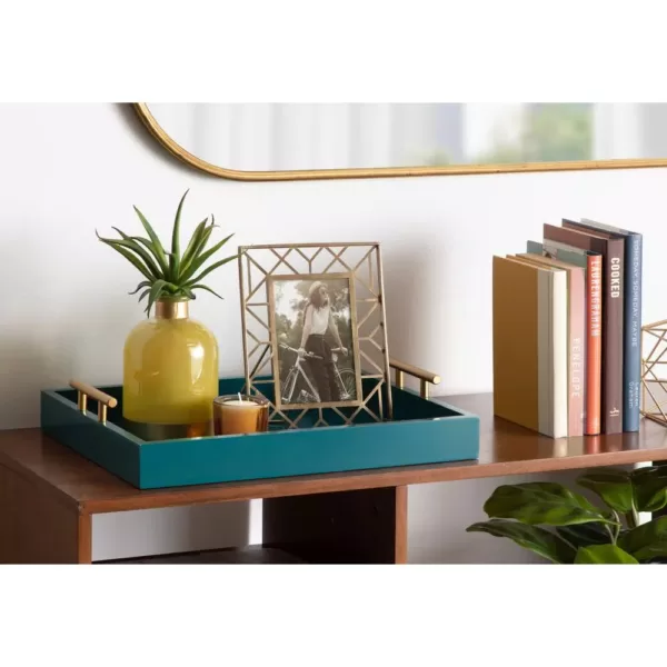 Kate and Laurel Lipton 17 in. x 3 in. x 12 in. Teal Decorative Wall Shelf