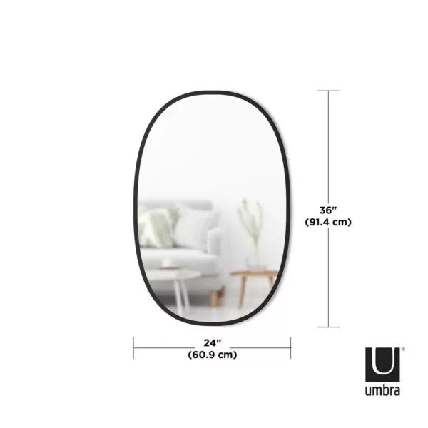 Umbra Medium Oval Black Modern Mirror (24 in. H x 36 in. W)