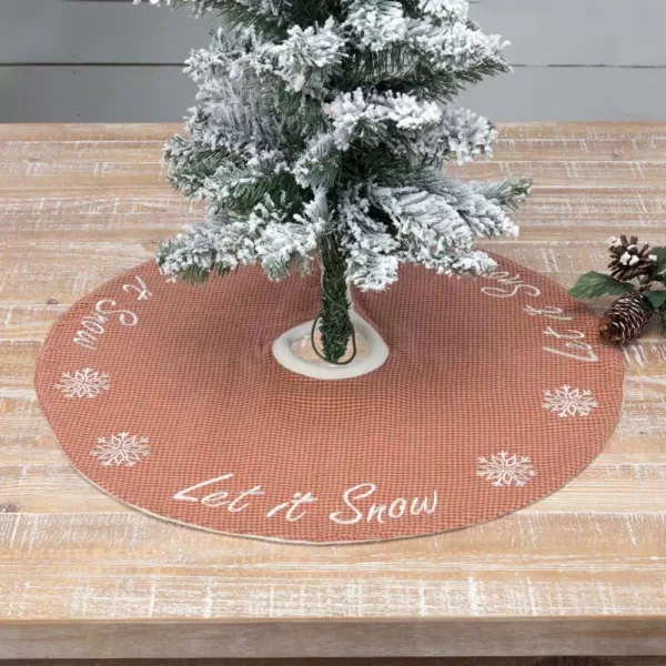 VHC Brands 21 in. Let It Snow Apple Red Farmhouse Christmas Decor Mini Tree Skirt