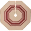 VHC Brands 55 in. Red Vintage Burlap Stripe Farmhouse Christmas Decor Tree Skirt