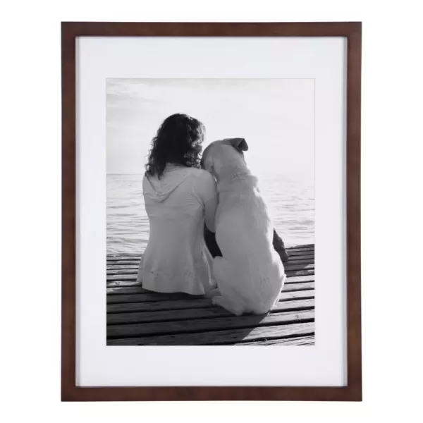 DesignOvation Gallery 14 in. x 18 in. Matted to 11 in. x 14 in. Walnut Brown Picture Frame (Set of 2)