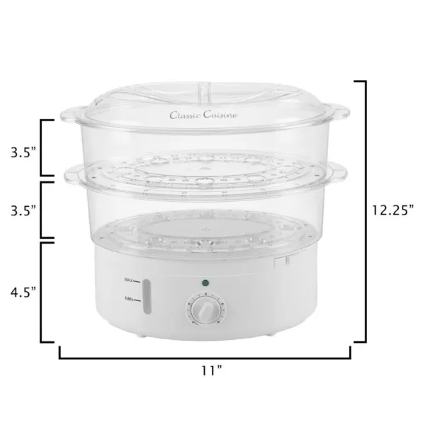 Classic Cuisine 6.3 Qt. White Rice Cooker with Built-In Timer and Locking Lid