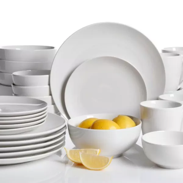 Gibson Home Ogalla 30-Piece Casual White Porcelain Dinnerware Set (Service for 6)