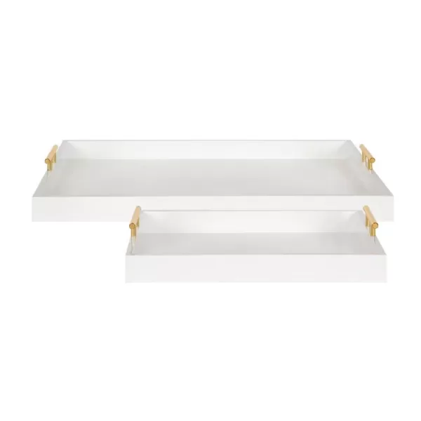 Kate and Laurel Lipton 18 in. x 3 in. x 28 in. White/Gold Decorative Tray