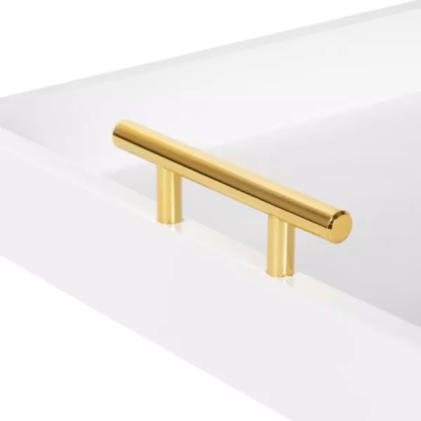 Kate and Laurel Lipton 16 in. x 16 in. x 3 in. White/Gold Decorative Wall Shelf