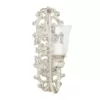 LITTON LANE Distressed White Acanthus Candle Sconce