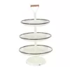 LITTON LANE Distressed White Decorative 3-Tier Tray with Black and Brown Accents