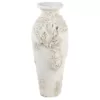 LITTON LANE Textural Tall White Large Floor Decorative Vase with Coral Nautical Decor