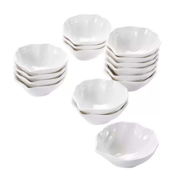 MALACASA 3.5 in. Porcelain White Ramekins Souffle Dishes Serving Bowls