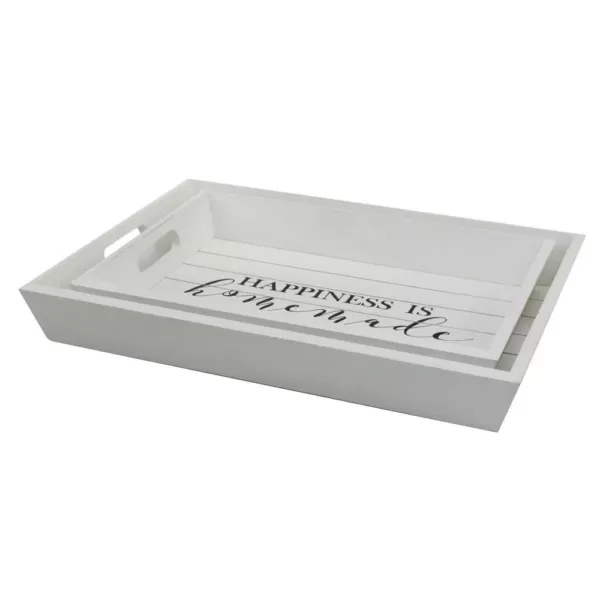 Stonebriar Collection White Wooden Trays (Set of 2)