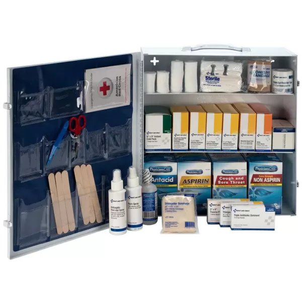 First Aid Only 1092-Piece 3 Shelf Metal Industrial First Aid Kit Station with Pocket Liner