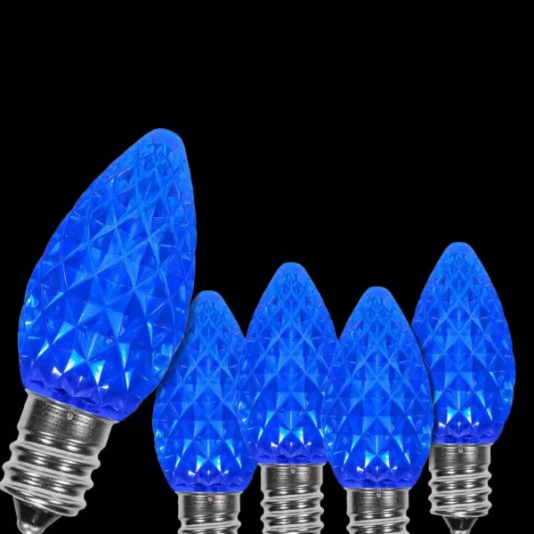 Wintergreen Lighting OptiCore C7 LED Blue Faceted Christmas Light Bulbs (25-Pack)