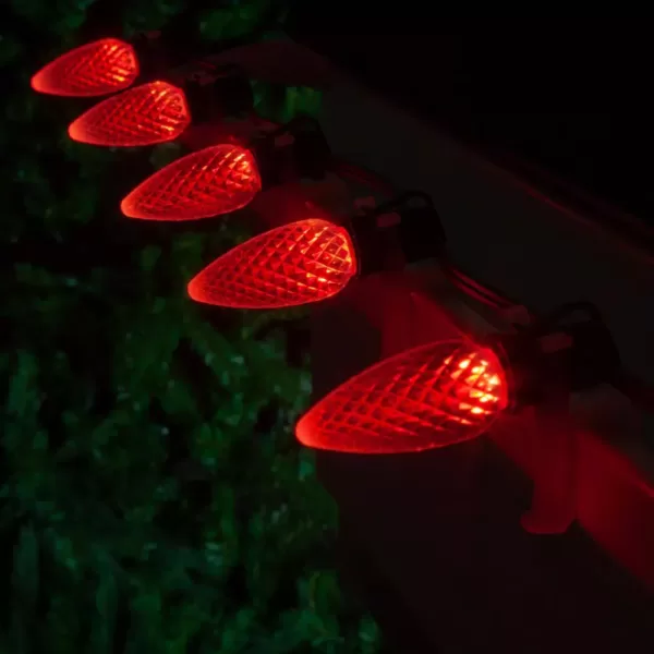 Wintergreen Lighting OptiCore C9 LED Red Faceted Christmas Light Bulbs (25-Pack)