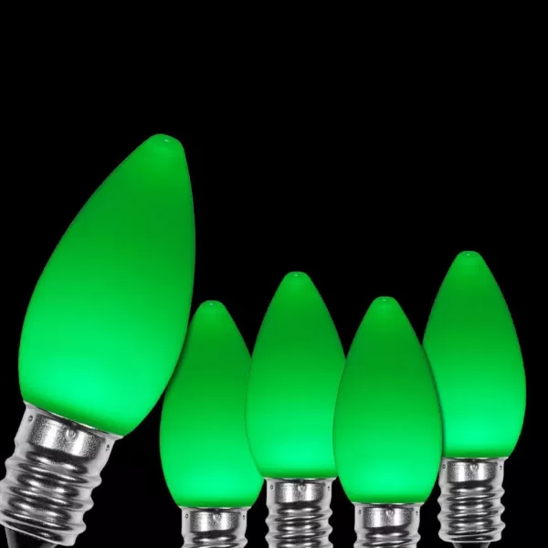Wintergreen Lighting OptiCore C7 LED Green Smooth/Opaque Christmas Light Bulbs (25-Pack)