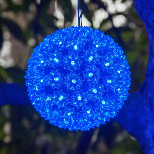 Wintergreen Lighting 7.5 in. 120-Light LED Blue Decorative Starlight Sphere