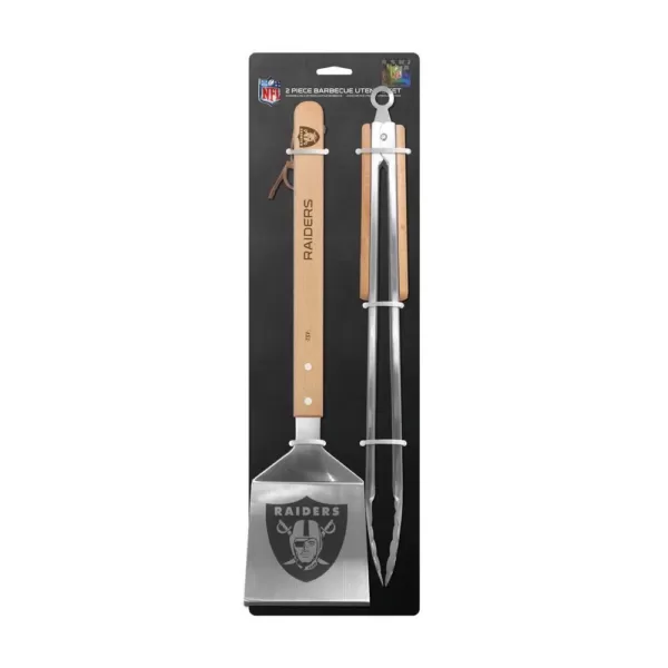 sportsvault Oakland Raiders 2-Piece BBQ Utensil Set