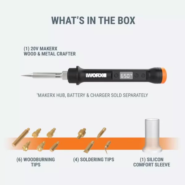 Worx MakerX 20-Volt Wood and Metal Crafter Rotary Tool Attachment and 12 Accessories (Tool-Only)