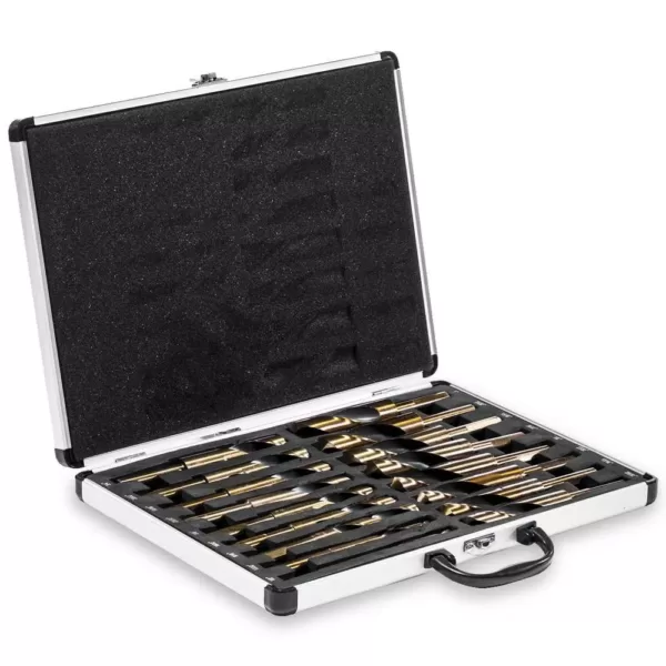 XtremepowerUS 1/2 in. HSS Cobalt Silver and Deming Drill Bit Set with Aluminum Storage Case (17-Piece)