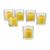 Light In The Dark Clear Glass Square Votive Candle Holders with Yellow Votive Candles (Set of 12)